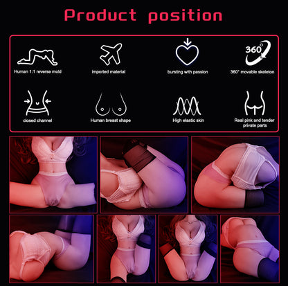 24LB Life Size Sex Doll for Men  Realistic Full Size Sex Dolls Torso Body,Adult Sex Toys Big Size Realistic Pussy Anal Toy Built-in Skeleton Love Dolls for Male, Slowly massaging your cock with her tits, Feeling every inch of you deep inside her pussy