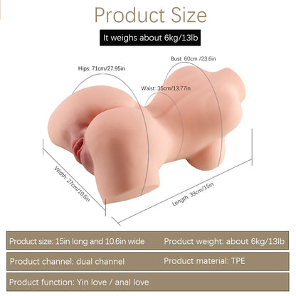 Male Masturbator Sex Doll for Men, Female Sex Doll Torso Love Doll with Realistic Boobs Vagina Anus,Lifelike Pocket Pussy Sex Dolls Torso Doll for Male Realistic Sex, Man Masturbationg Orgasm Sex Toy  13.2Lb (6Kg)