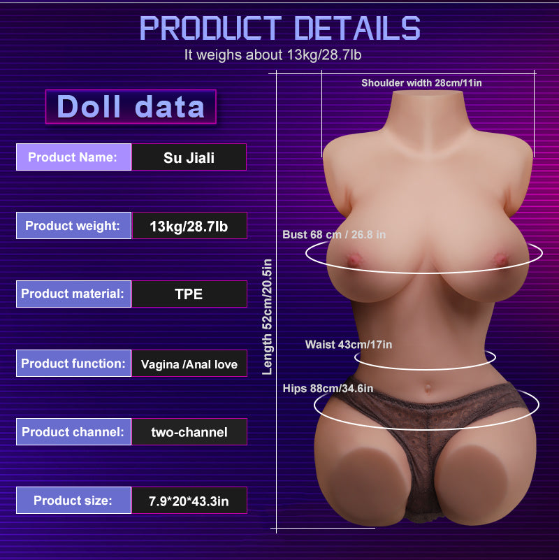 Lifelike Sex Dolls, Life Size Flexible Torso Sex Doll for Men, with Soft Big Boobs Big Butt Pussy Ass, 13Kg Realistic Full Size Love Dolls Vaginal Anal Breast Sex for Penile Training Adult Sex Toys